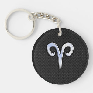 Modern Chrome Like Aries Zodiac Sign Keychain