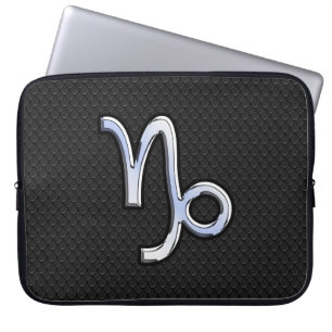 Modern Chrome like Capricorn Sign on Snake style Laptop Sleeve