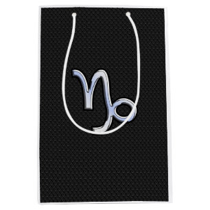 Modern Chrome like Capricorn Sign on Snake style Medium Gift Bag