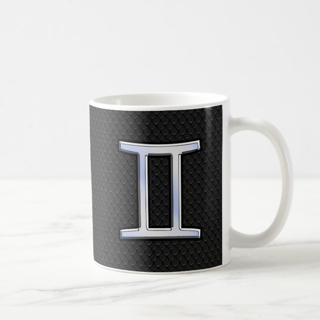 Modern Chrome Like Gemini Zodiac Sign Coffee Mug (Right)