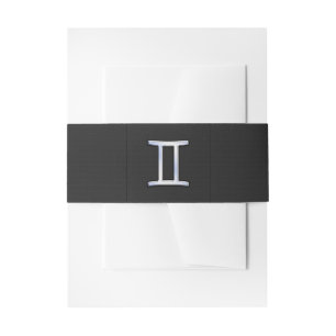 Modern Chrome Like Gemini Zodiac Sign Invitation Belly Band