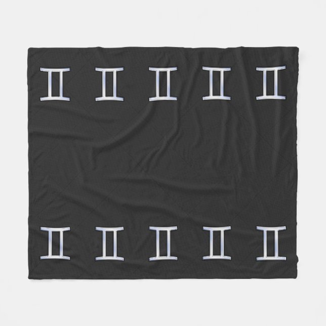 Modern Chrome Like Gemini Zodiac Symbol Fleece Blanket (Front (Horizontal))