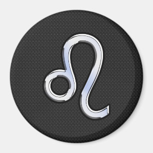 Modern Chrome Like Leo Sign on snake skin Magnet