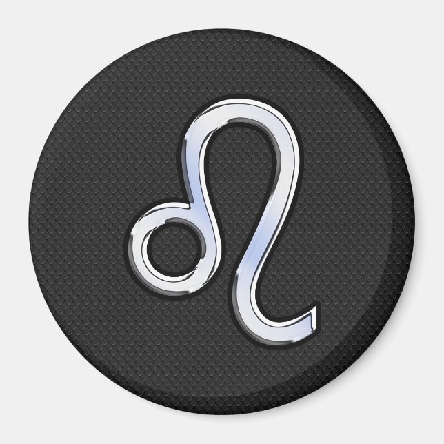 Modern Chrome Like Leo Sign on snake skin Magnet (Front)