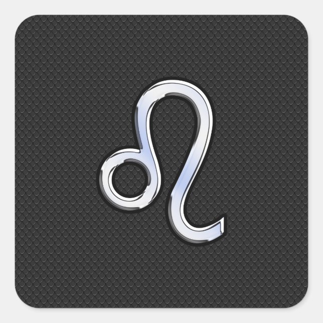 Modern Chrome Like Leo Sign on snake skin Square Sticker (Front)