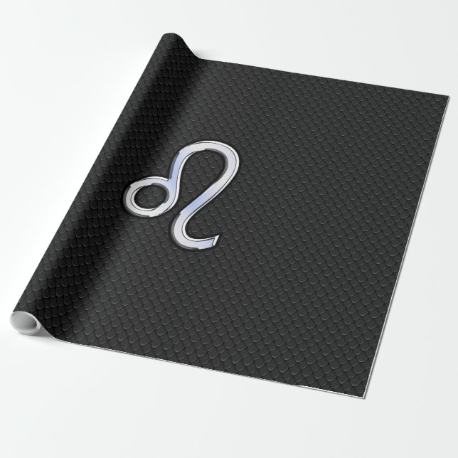 Modern Chrome Like Leo Sign on snake skin Wrapping Paper (Unrolled)