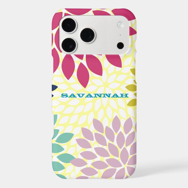 Modern Chrysanthemum Personalized iPhone Case (Back)