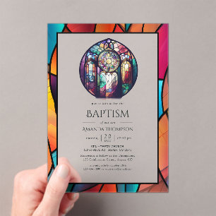 Modern Church Baptism, Dedication or Christening Acrylic Invitations
