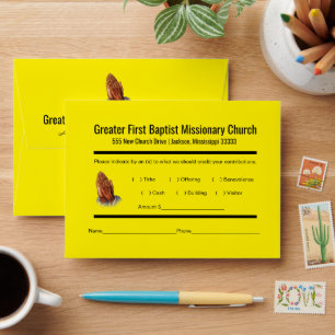 Modern Church Tithe Envelope Prayer Hands