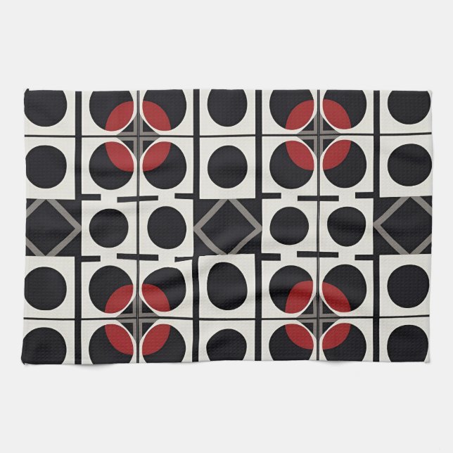 Modern Circle Geometry Abstract Circular Pattern Kitchen Towel (Horizontal)