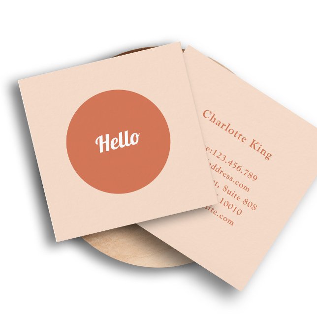 Modern Circle Hello Carré Carte de visite (Créateur téléchargé)