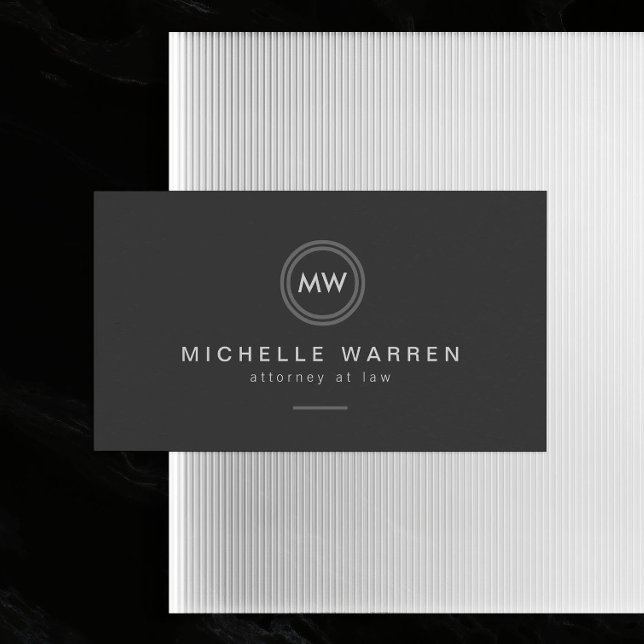 Modern Circle Monogram Initials Attorney, Lawyer Business Card (Creator Uploaded)
