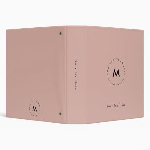 Modern Circle Monogrammed Personal Name Logo Pink Binder