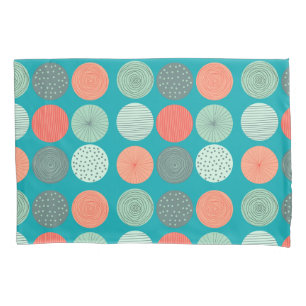 Modern Circle Pattern Teal Orange   Pillowcase