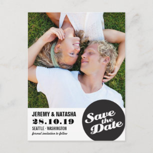 Modern Circle Spotlight Cutout Save The Date Photo Announcement Postcard
