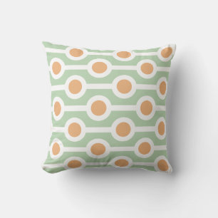 Modern Circles and Stripes on Light Green Throw Pillow