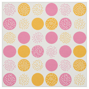 Modern Circles Dots Pink Orange White Fabric