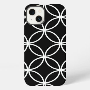Modern Circles Pattern Black and White iPhone 13 Case