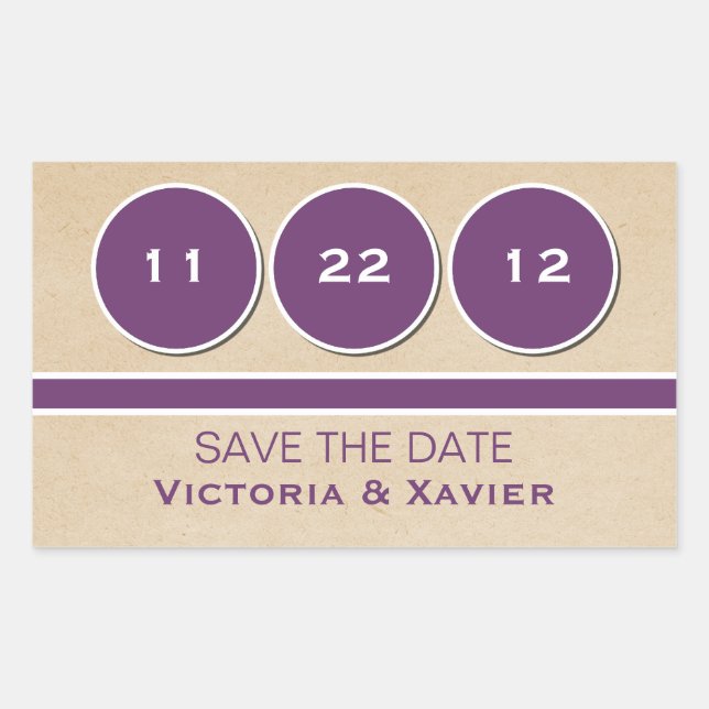 Modern Circles Save the Date Stickers, Purple Sticker (Front)