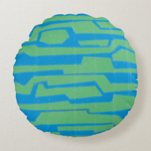 Modern Circuit V Round Pillow
