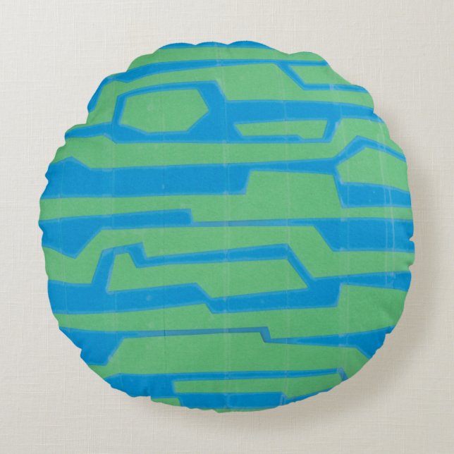 Modern Circuit V Round Pillow (Front)