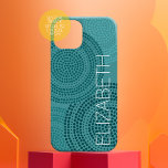 Modern Circular Dot Geometric Pattern Large Name Case-Mate iPhone 14 Case<br><div class="desc">A zen and whimsical, hipster piece of art. You can add a name, monogram or other custom text. A modern, geometric dot pattern with a boho vibe. The individual dots are in a circular pattern. To change the colour: click on the customize or advanced design area, and choose a colour...</div>
