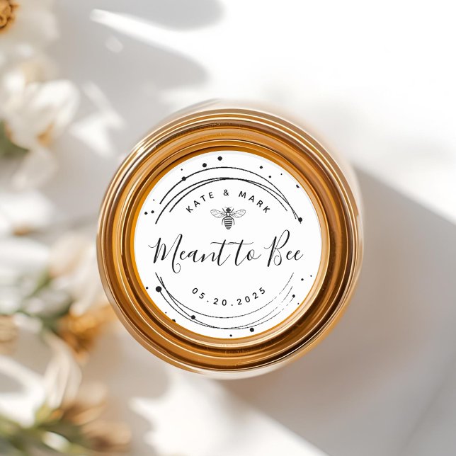 Modern Circular Meant to Bee Honey Wedding Favor Classic Round Sticker (Creator Uploaded)