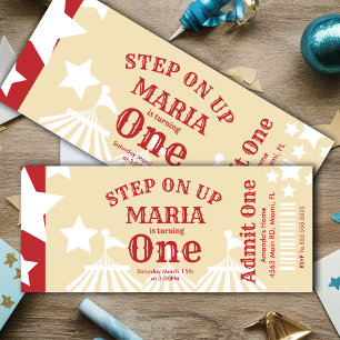 Modern Circus Tent Birthday Ticket Party   Invitation