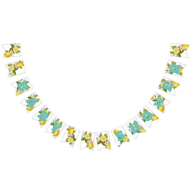  Modern citrus lemon Baby shower  Bunting Flags (All)