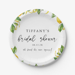 Modern Citrus Lemon Bridal Shower Paper Plate