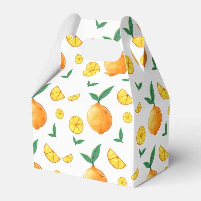 Modern Citrus Orange Pattern Baby Shower Favor Box (Front Side)