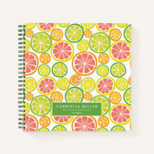 Modern Citrus Pattern Personalized Recipe  Notebook