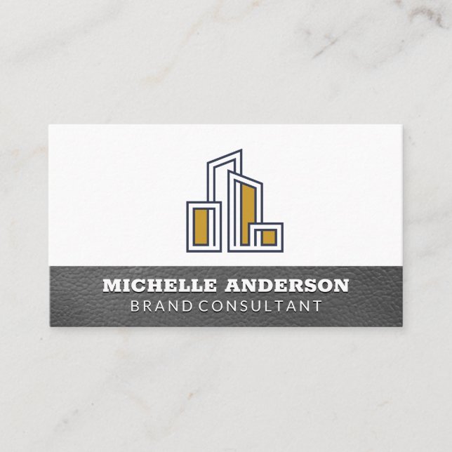 Modern City Building Logo Business Card (Front)