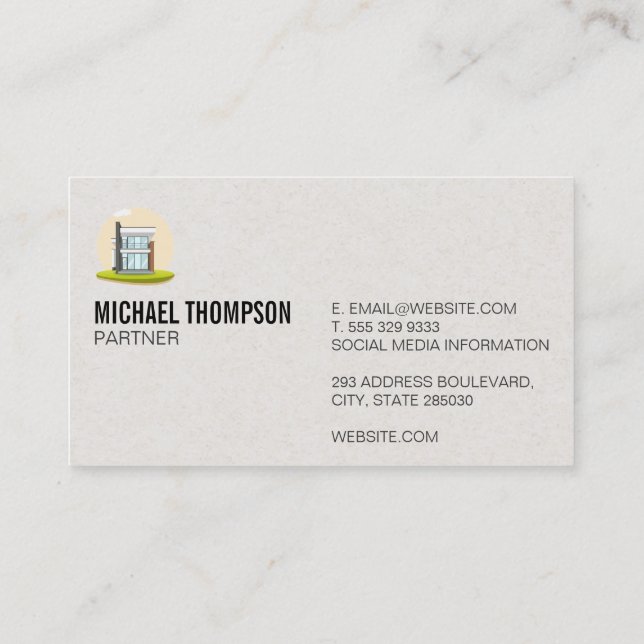 Modern City Building Logo Modern House Business Card (Back)