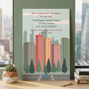 Modern City Skyline Moving Announcement Card 