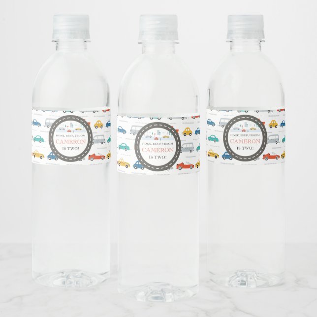 Modern City Transportation birthday Party  Water Bottle Label (Bottles)