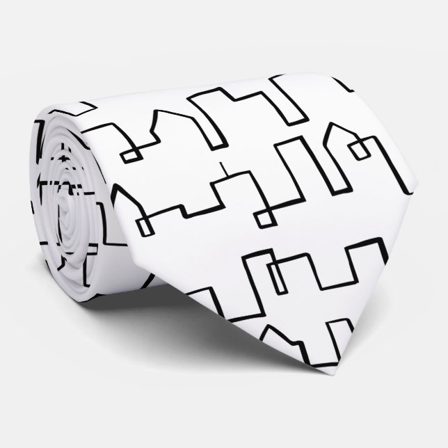 Modern Cityscape painted design  Tie (Rolled)