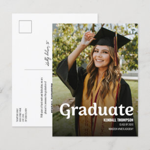 Modern Class 2024 Grad photo Graduation Announcement Postcard