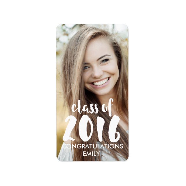 Modern Class of 2016 Favour Label (Front)
