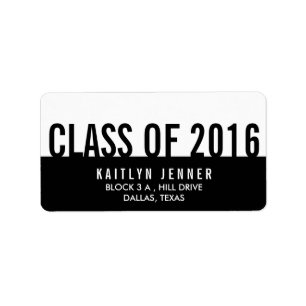 Modern Class Of 2016 Typography Black And White Label