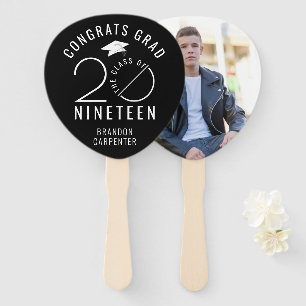 Modern Class of 2019 Photo Congrats Grad Cap Black Hand Fan