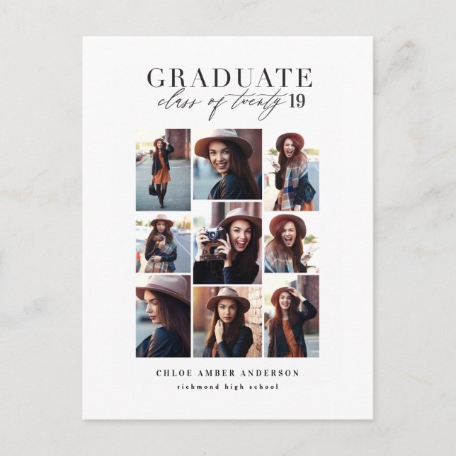 Modern class of 2019 photo graduation holiday postcard (Front)