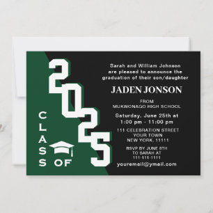 Modern Class of 2021 Green Black Graduation Party Invitation