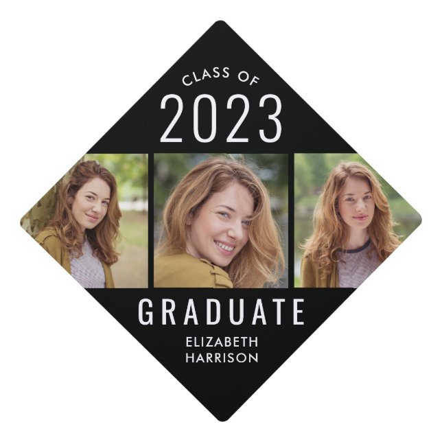 Modern Class of 2023 Photo Graduation Cap Topper (Front)