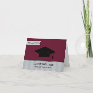 Modern Class of 2024 Burgundy Custom Graduation Thank You Card