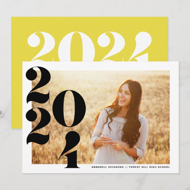 Modern Class of 2024 Photo Graduation Invitation (Front/Back)