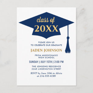 Modern class of 2024 PHOTO Graduation Party Holiday Postcard
