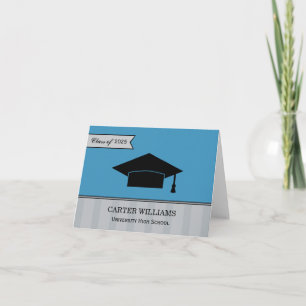 Modern Class of 2024 Sky Blue Custom Graduation Thank You Card