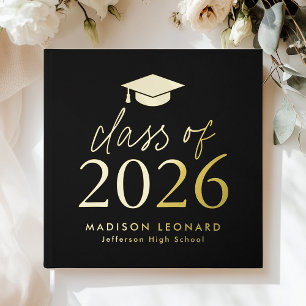 Modern Class of 2025 Black Photo Graduation Guest Book