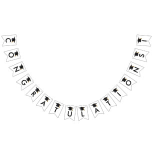 Modern Class of 2025 Black Script Graduation Bunting Flags